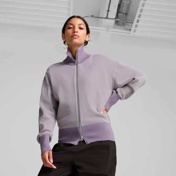 Cárdigan con cremallera completa para mujer YONA, Pale Plum, extralarge