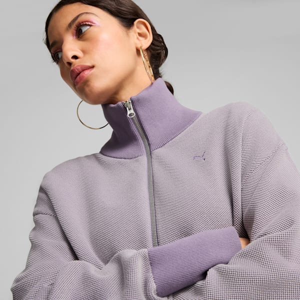 Cárdigan con cremallera completa para mujer YONA, Pale Plum, extralarge