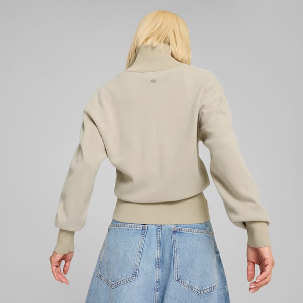 Cárdigan con cremallera completa para mujer YONA, Desert Dust, extralarge