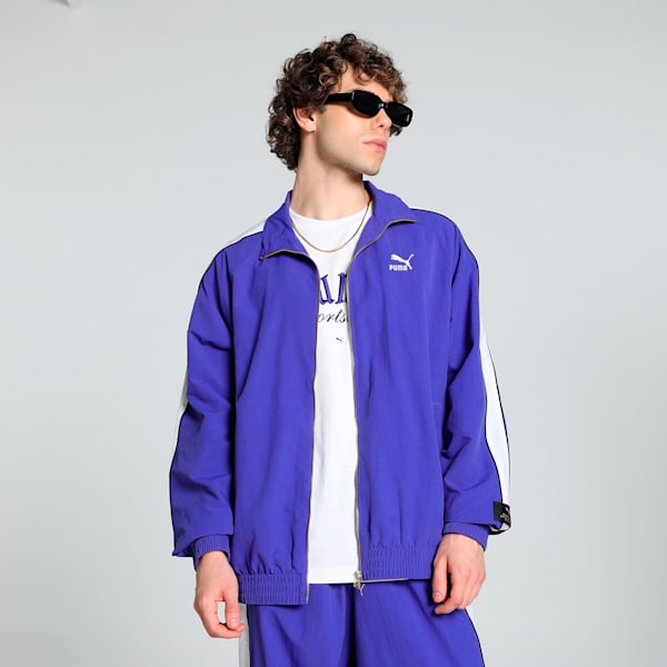PLAY LOUD T7 Unisex Oversized Track Jacket, Lapis Lazuli, extralarge-IND