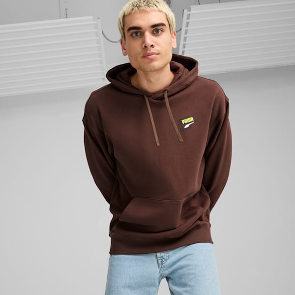 DOWNTOWN Graphic Hoodie Men, Espresso Brown, extralarge