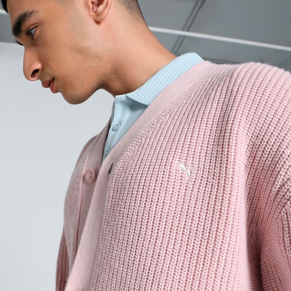 MMQ Men's Relaxed Fit Cardigan, Mauve Mist, extralarge-IND