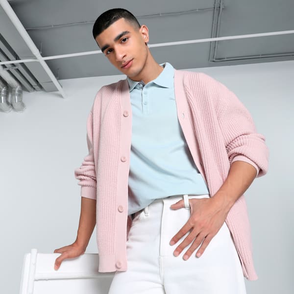 MMQ Men's Relaxed Fit Cardigan, Mauve Mist, extralarge-IND