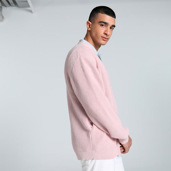 MMQ Men's Relaxed Fit Cardigan, Mauve Mist, extralarge-IND