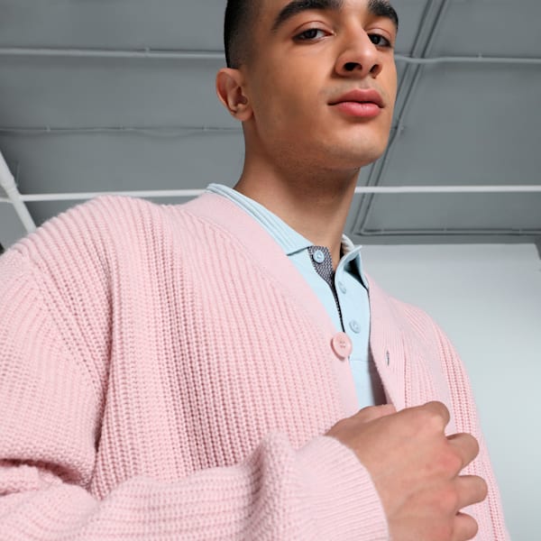 MMQ Men's Relaxed Fit Cardigan, Mauve Mist, extralarge-IND