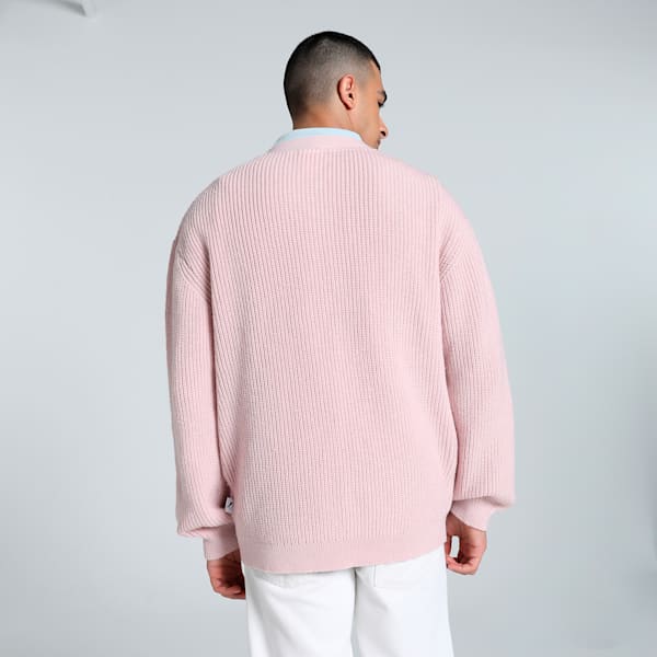 MMQ Men's Relaxed Fit Cardigan, Mauve Mist, extralarge-IND