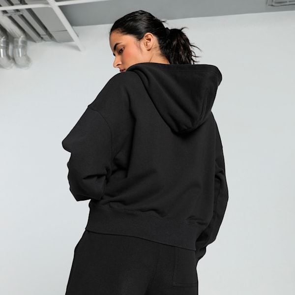 DOWNTOWN Women's Oversized Hoodie, PUMA Black, extralarge-IND