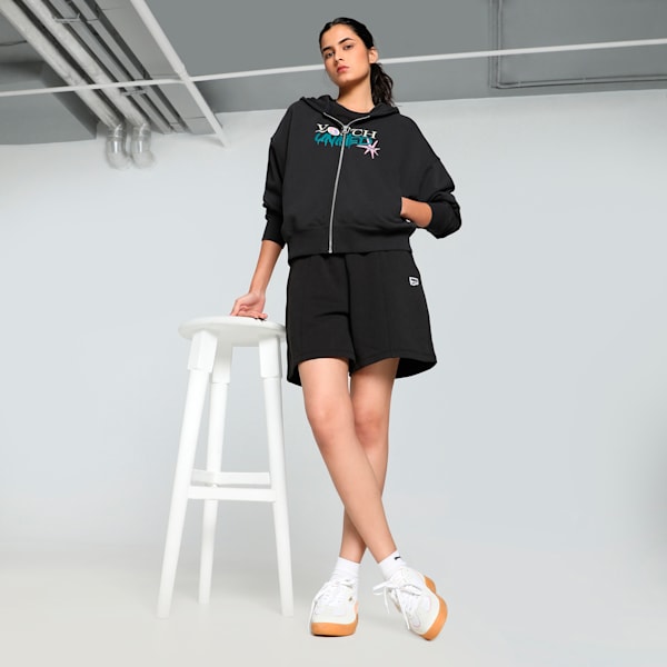 DOWNTOWN Women's Oversized Hoodie, PUMA Black, extralarge-IND