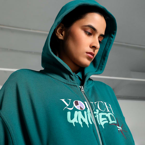 DOWNTOWN Women's Oversized Hoodie, Cold Green, extralarge-IND