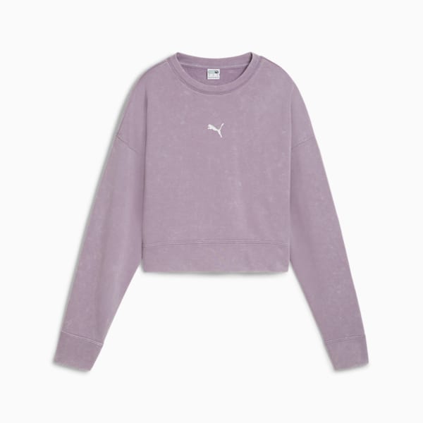 DARE TO Relaxed Washed Crew Women, Pale Plum, extralarge