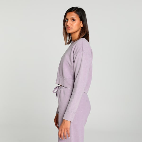 DARE TO Women's Relaxed Fit Washed Crew-Neck Sweatshirt, Pale Plum, extralarge-IND