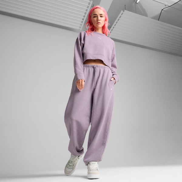 DARE TO Relaxed Washed Crew Women, Pale Plum, extralarge