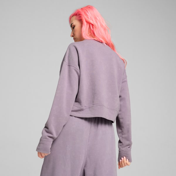 DARE TO Relaxed Washed Crew Women, Pale Plum, extralarge