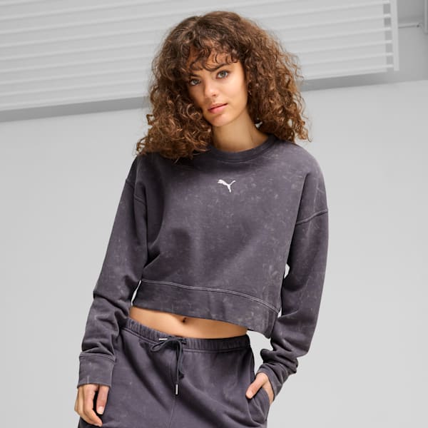 DARE TO Relaxed Washed Crew Women, Galactic Gray, extralarge
