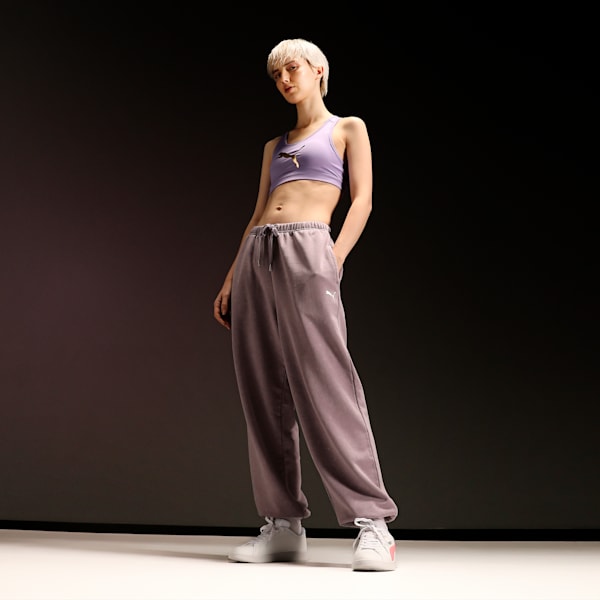 DARE TO Women's Relaxed Fit Washed Pants, Pale Plum, extralarge-IND