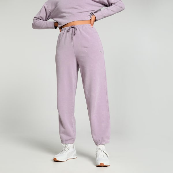 DARE TO Women's Relaxed Fit Washed Pants, Pale Plum, extralarge-IND