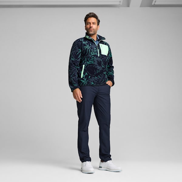 メンズ ゴルフ PUMA x PTC ハーフジップ パームフリース クルースウェット, Deep Navy-Sparkling Green, extralarge-JPN