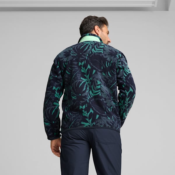 メンズ ゴルフ PUMA x PTC ハーフジップ パームフリース クルースウェット, Deep Navy-Sparkling Green, extralarge-JPN