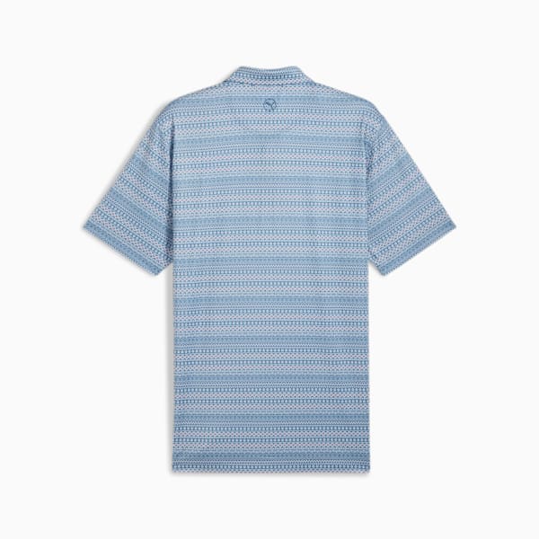 メンズ ゴルフ FAIR ISLE マイクロ プリント 半袖 ポロシャツ, Blue Horizon-White Glow, extralarge-JPN