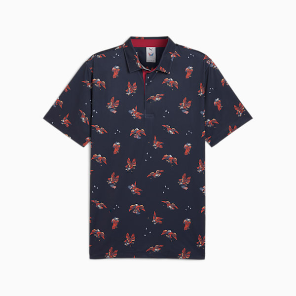 メンズ ゴルフ PUMA x VOLITION フライング イーグルス 半袖 ポロシャツ, Deep Navy, extralarge-JPN