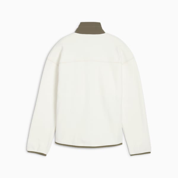 Charley Full-Zip Fleece Golf Top Women, Warm White-Dark Sage, extralarge