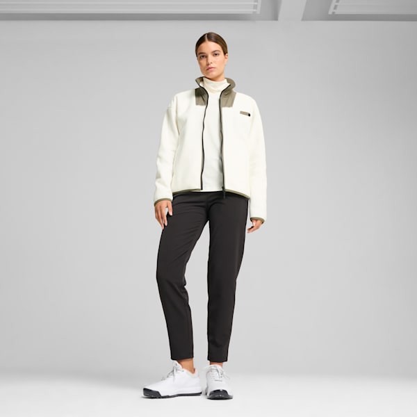Charley Full-Zip Fleece Golf Top Women, Warm White-Dark Sage, extralarge