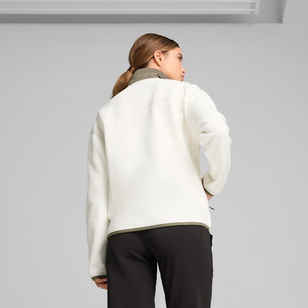 Charley Full-Zip Fleece Golf Top Women, Warm White-Dark Sage, extralarge