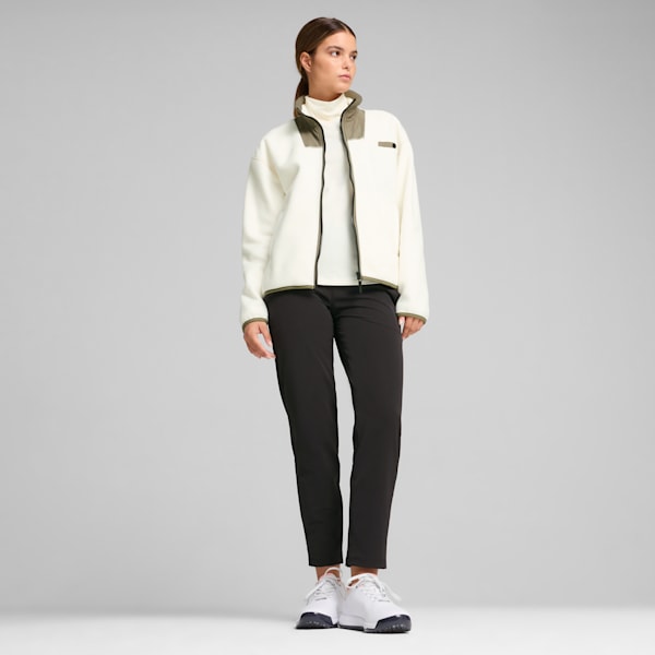 Charley Full-Zip Fleece Golf Top Women, Warm White-Dark Sage, extralarge
