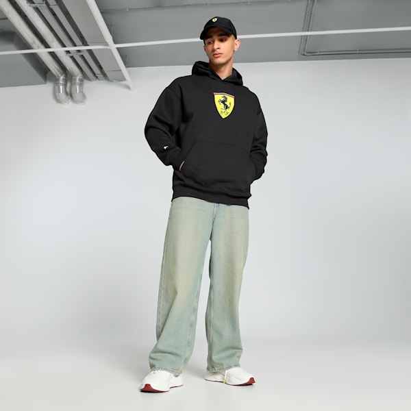 Scuderia Ferrari Race Big Shield Men's Motorsport Hoodie, PUMA Black, extralarge-IND