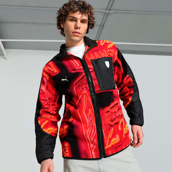 Scuderia Ferrari Race Neon Energy Fleece Men's Relaxed Fit Motorsport Jacket, PUMA Black, extralarge-IND