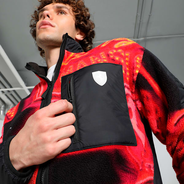Scuderia Ferrari Race Neon Energy Fleece Men's Relaxed Fit Motorsport Jacket, PUMA Black, extralarge-IND