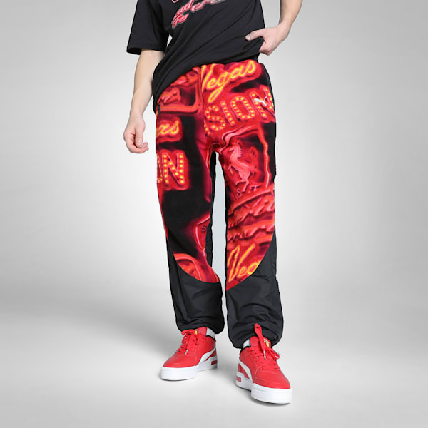 Scuderia Ferrari Race Neon Energy Men's Relaxed Fit Motorsport Fleece Pants, PUMA Black, extralarge-IND
