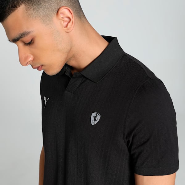 Scuderia Ferrari Style Men's Motorsport Jacquard Polo, PUMA Black, extralarge-IND