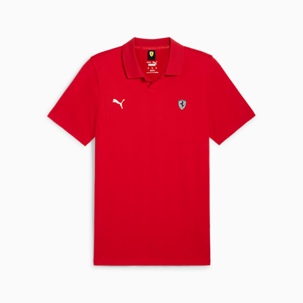 Scuderia Ferrari Style Men's Motorsport Jacquard Polo, Rosso Corsa, extralarge-IND