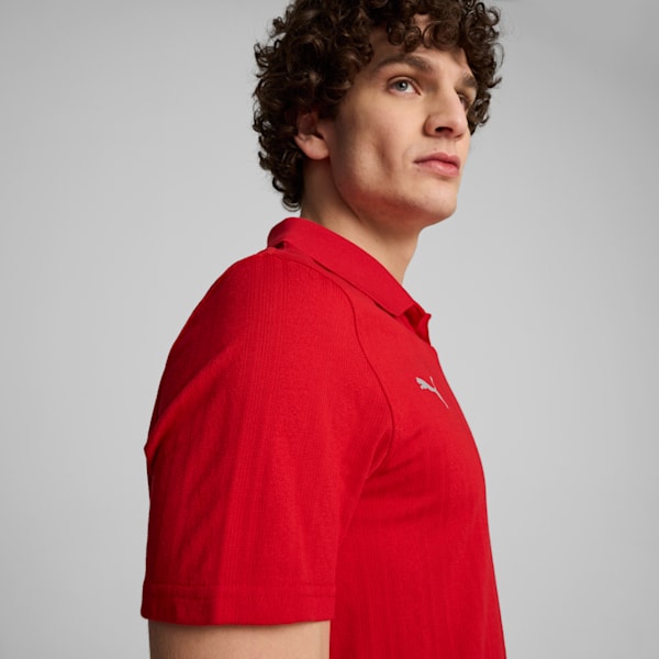 Scuderia Ferrari Style Men's Motorsport Jacquard Polo, Rosso Corsa, extralarge-IND