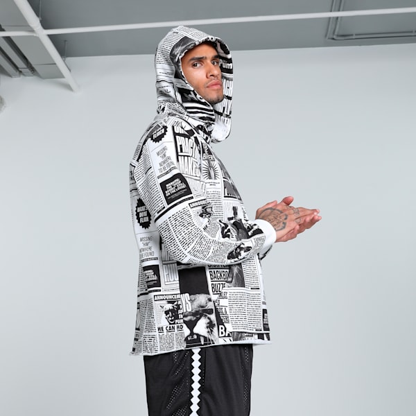 Media Day Men's Relaxed Fit Basketball Hoodie, PUMA Black-PUMA White, extralarge-IND