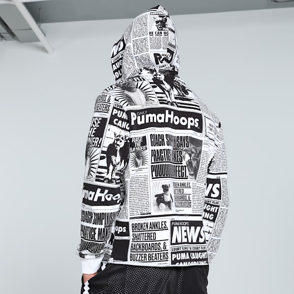 Media Day Men's Relaxed Fit Basketball Hoodie, PUMA Black-PUMA White, extralarge-IND