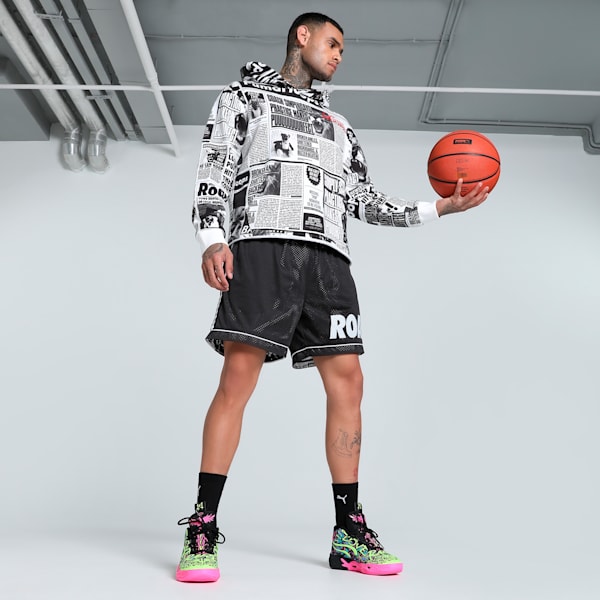 Media Day Men's Relaxed Fit Basketball Hoodie, PUMA Black-PUMA White, extralarge-IND