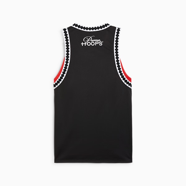 Playera de basquetbol Media Day para hombre, PUMA Black-For All Time Red, extralarge
