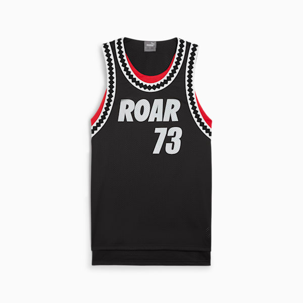 Playera de basquetbol Media Day para hombre, PUMA Black-For All Time Red, extralarge
