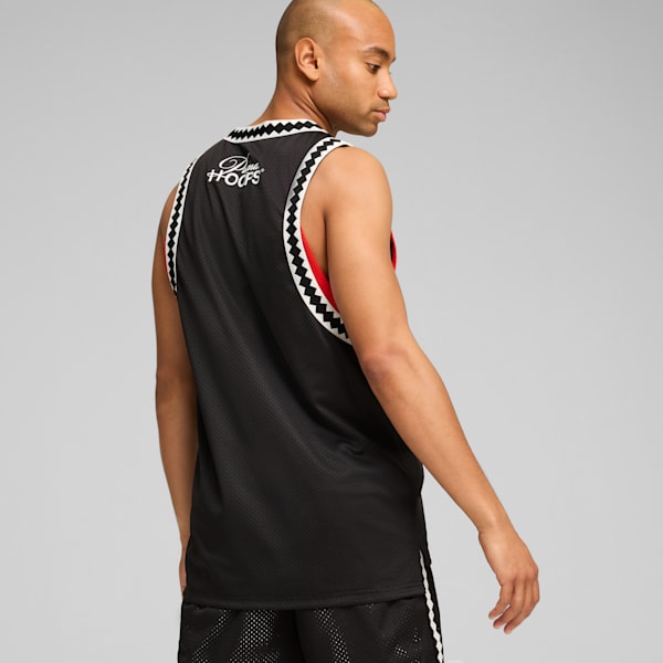 Playera de basquetbol Media Day para hombre, PUMA Black-For All Time Red, extralarge