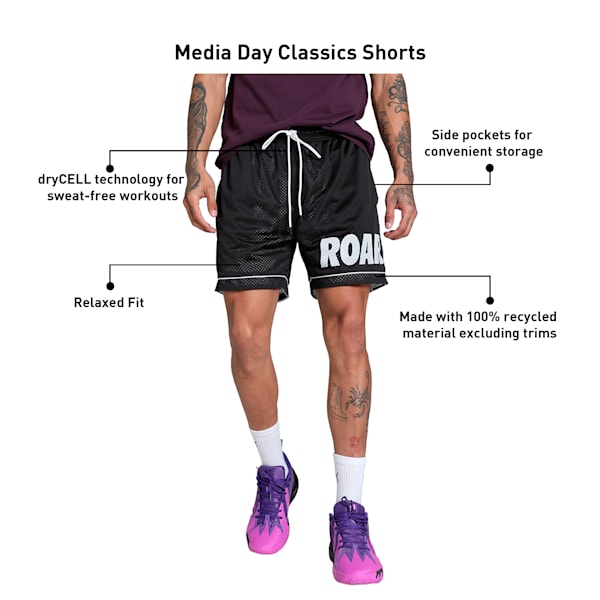 Media Day Classics Men's Relaxed Fit Basketball Shorts, PUMA Black, extralarge-IND