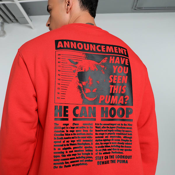 Media Day Basketball Men's Relaxed Fit Crew-Neck Sweatshirt, For All Time Red, extralarge-IND