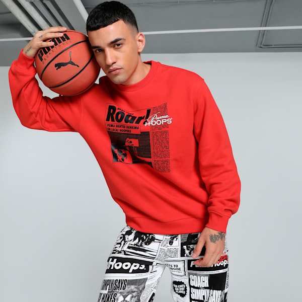Media Day Basketball Men's Relaxed Fit Crew-Neck Sweatshirt, For All Time Red, extralarge-IND