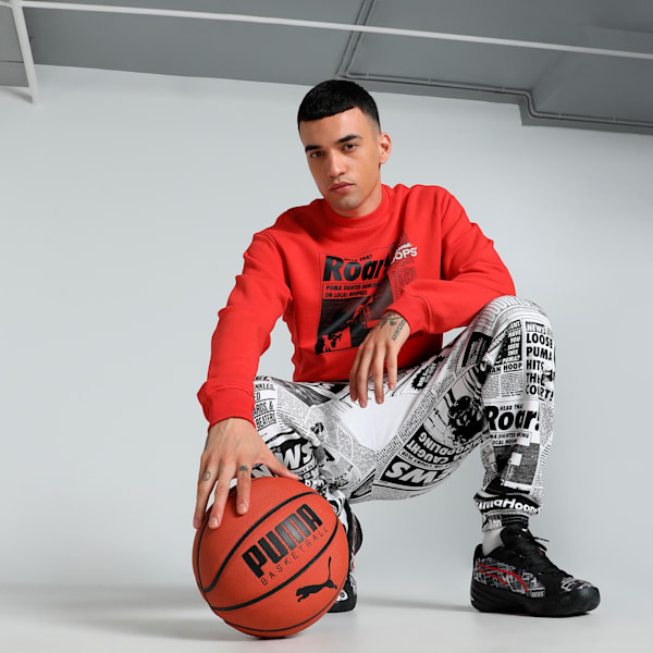 Media Day Basketball Men's Relaxed Fit Crew-Neck Sweatshirt, For All Time Red, extralarge-IND