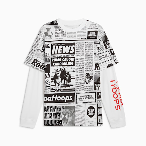 Media Day Long Sleeve Men's Basketball Tee, PUMA Black-PUMA White, extralarge