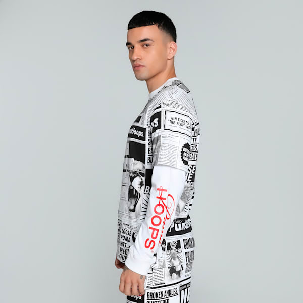 Media Day Long Sleeve Men's Relaxed Fit Basketball Tee, PUMA Black-PUMA White, extralarge-IND