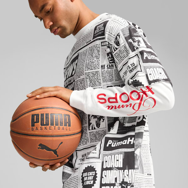 Media Day Long Sleeve Men's Basketball Tee, PUMA Black-PUMA White, extralarge