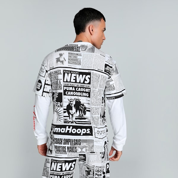 Media Day Long Sleeve Men's Relaxed Fit Basketball Tee, PUMA Black-PUMA White, extralarge-IND