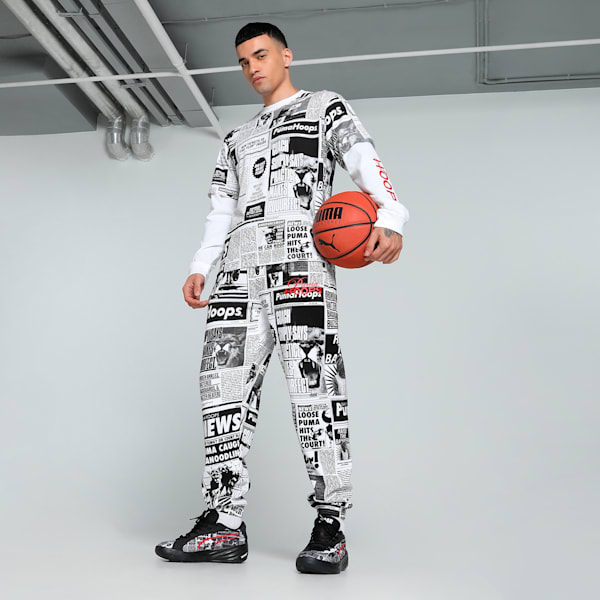 Media Day Long Sleeve Men's Relaxed Fit Basketball Tee, PUMA Black-PUMA White, extralarge-IND